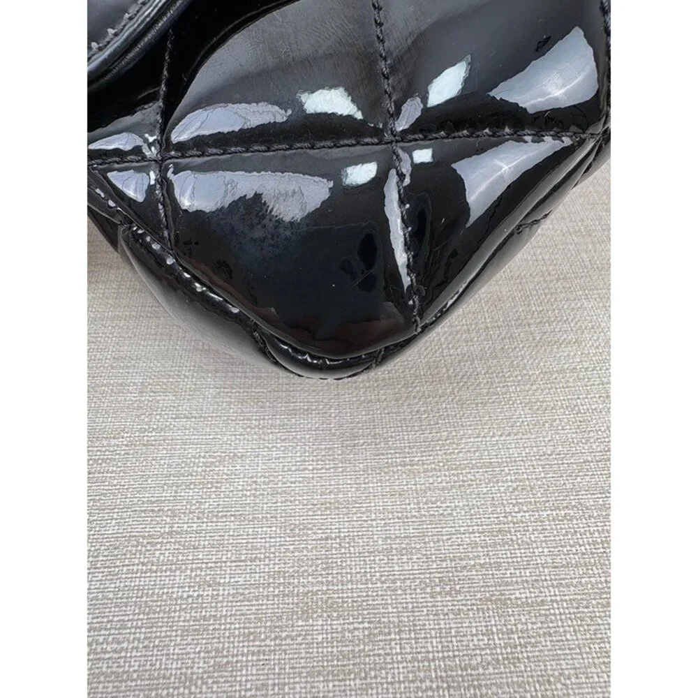 CHANEL Black Patent Leather Classic Flap Small SHW